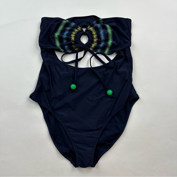 aerie Other - Aerie Navy Green Strapless Bandeau Monokini One Piece Swimsuit Size XL
